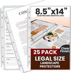 25 Pack of 8.5×14 Legal Size Heavyweight Long Clear Sheet Protectors Plastic …