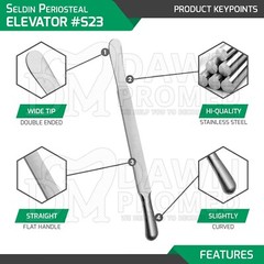 2 Pcs Seldin Periosteal Elevator #S23 7.75” Retractor Implant Dental Instruments