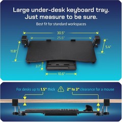 Keyboard Tray | Under Desk Keyboard Tray Slide Out w/Adjustable C-Clamps