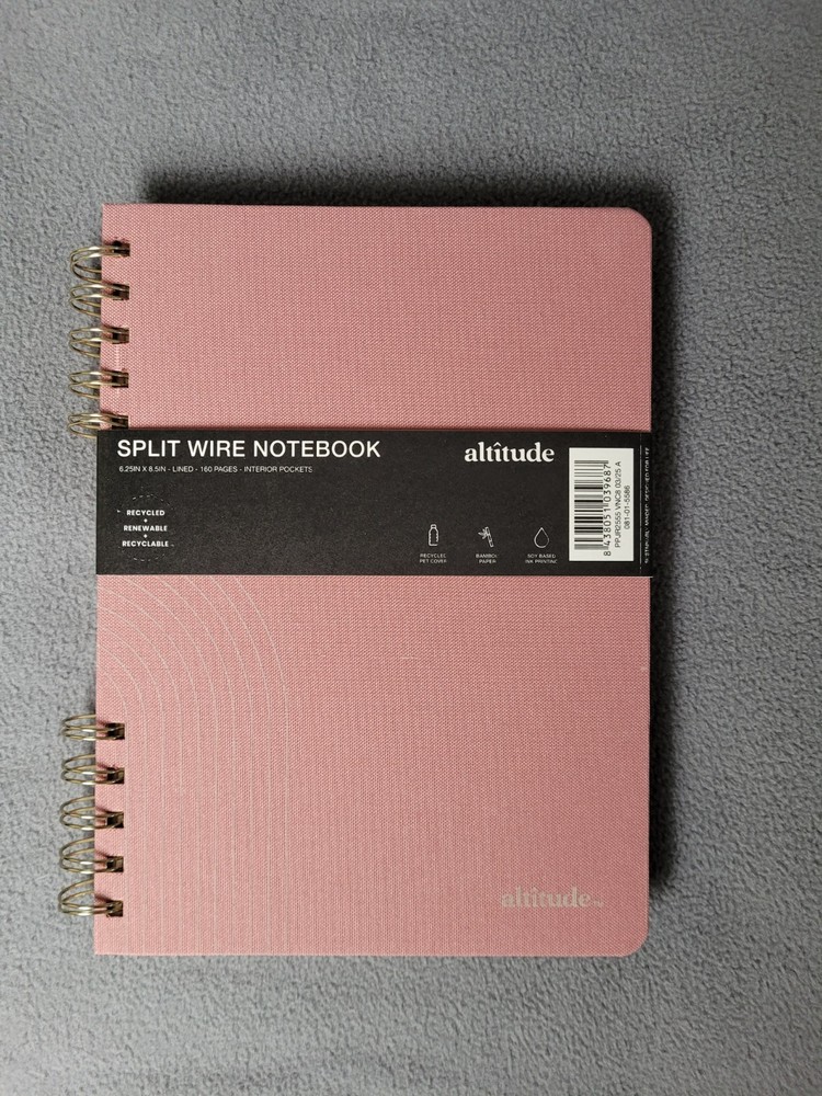 Altitude Split Wire Notebook Rose Gold Mauve Bamboo Paper Recycled Soy Based Ink