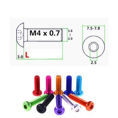 3MM 4MM 3.5MM BUTTON HEAD SCREWS ALLEN SOCKET BOLTS ALUMINUM ALLOY 7075 ISO 7380