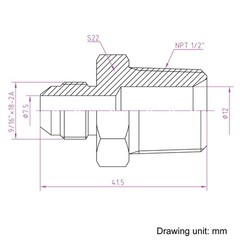 HFS(R) 1/2″ NPT Male to 3/8″ JIC Male Adapter Pipe Fittings SS304
