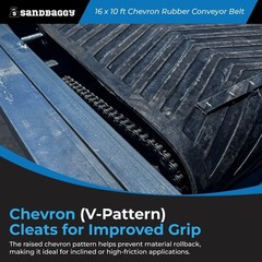 16″x10ft Chevron Rubber Conveyor Belt | Heavy-Duty Replacement Belt – Sandbaggy