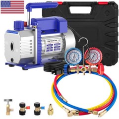 3 CFM Air Vacuum Pump HVAC Manifold Gauge Set AC A/C Refrigeration Kit SHIP NOW