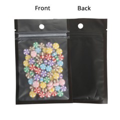 Multi-Sizes Matte Clear Black White Mylar Zip Lock Pouch Bag w/ Round Holes B01