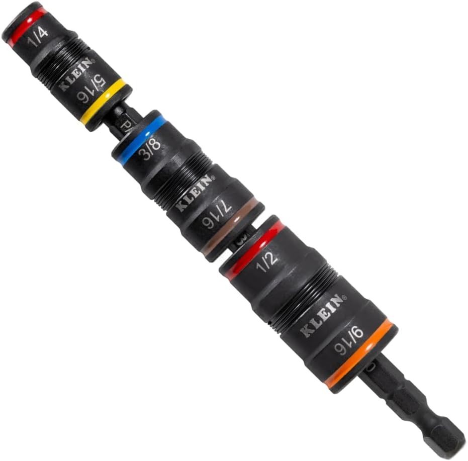 32933 Klein Tools 32933 Impact Driver, SAE 7-in-1 Impact Rated Socket Set, 3 Fli