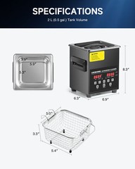 CREWORKS 2L Digital Ultrasonic Cleaner for Glasses Retainer Jewelry 200W Heater