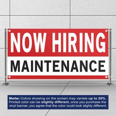 Now Hiring Maintenance 13 oz Heavy Duty Vinyl Banner Handyman Jobs Available