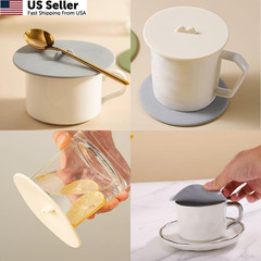 6 PCS Silicone Cup Covers 3.85 inches, Cream white, Dark Grey, Light Grey