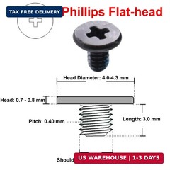 10X M2x3mm M.2 SSD Phillips Flat-Head Screw w/Nickel Replacement for Dell HP Len