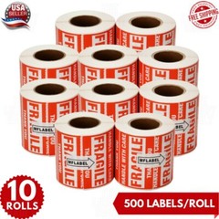 5000 Fragile Stickers 2×3 Handle with Care Thank You 500 / Roll Warning Labels