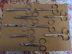 Lot Of 9 Various Dental Curved Crown Scissors – Multiple Brands/Condition