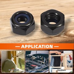 3/8-16 Nylon Insert Hex Lock Nuts Locknuts, 304 Stainless Steel 18-8, Black O…