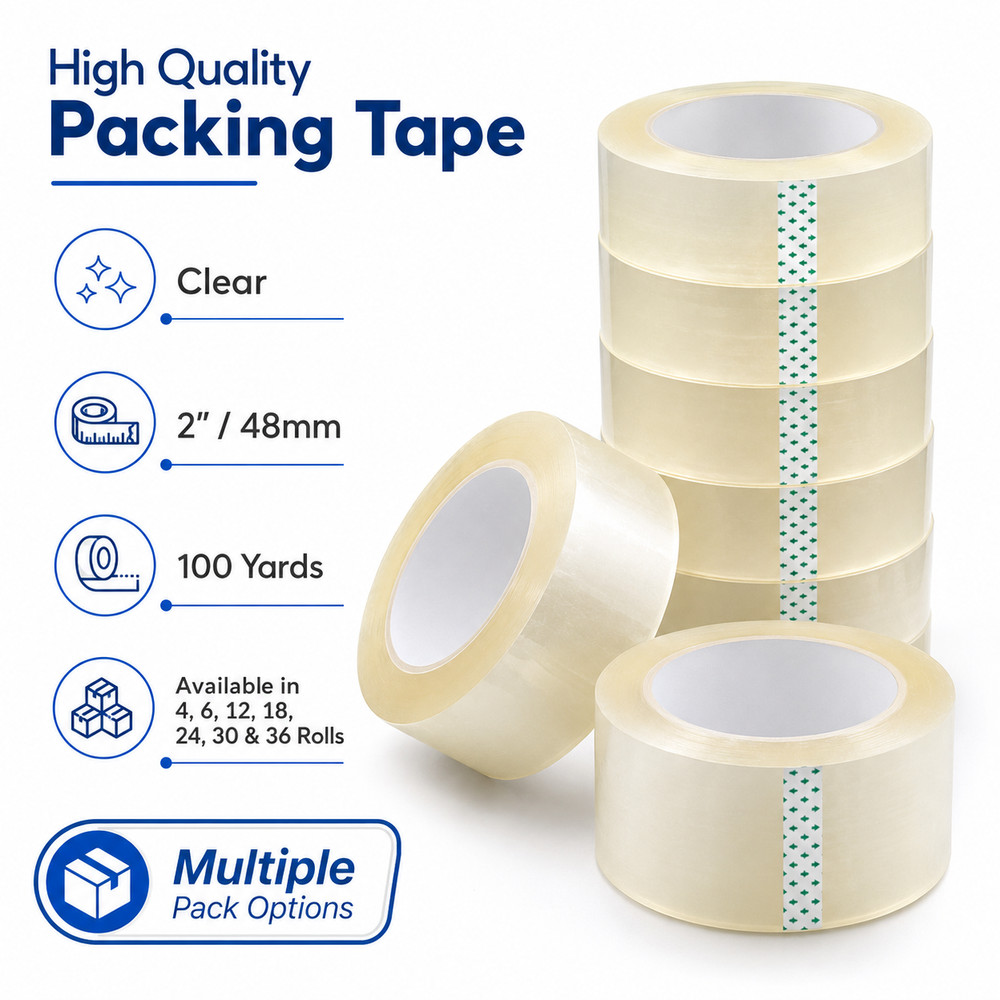 ACCL Heavy Duty Packaging Tape – 2 mil 2″ x 100 Yards, 4 Rolls w/ FREE Shipping