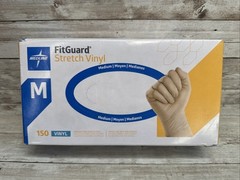 MEDLINE FITGUARD ES Stretch Vinyl Exam Gloves *1 Box* Size: MEDIUM *Manf: 02/24*