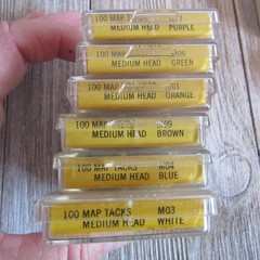 Vintage Map Pins Tacks Lot 13 Labelon Graffco Boxes Medium Head Pink White Red