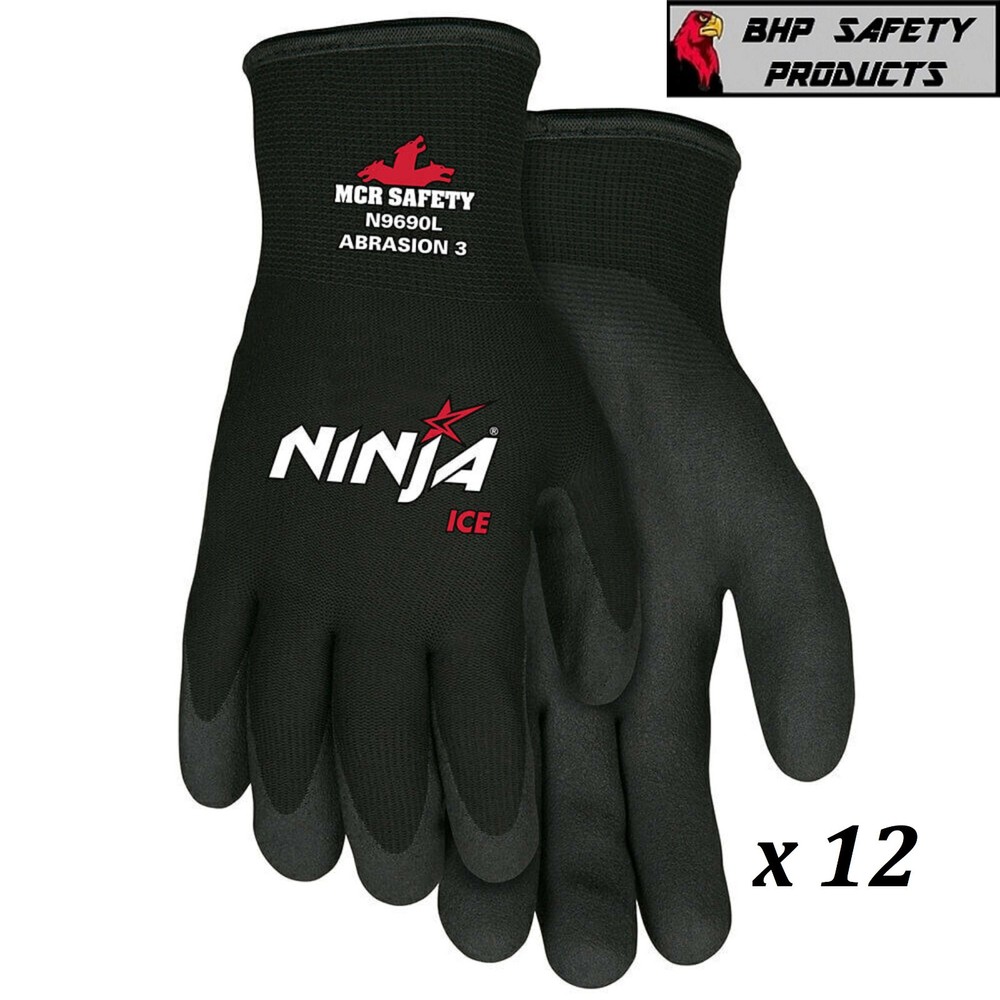 MCR MEMPHIS NINJA ICE INSULATED COLD WINTER WEATHER SAFETY WORK GLOVES 12/PAIRS