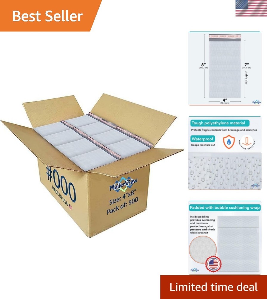 White Small Bubble Mailers 4×8 Inch | Thick Padded Poly Bubble Mailer Envelop…
