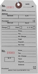 500 Perforated Tags Pre-Numbered Alteration Two Part Off White Merchandise