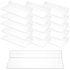 PercyEffie 16 Pack Slatwall Shelves 4 x 10 inch/ 10.2 x 25.4 cm, Clear