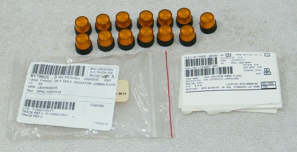 13 AMBER LENS FLUTED FOR LEDTRONICS LAMPHOLDER RPNL-10.20-044A