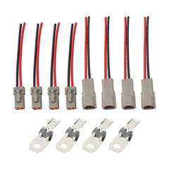 4pairs DTP 2 Pin Connector 12AWG Cable Wire 2 Way Waterproof Plug Wiring Harness
