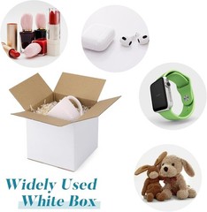 Shipping Boxes 6x6x6 Set of 6, White Corrugated Cardboard Box for Mailing Bus…