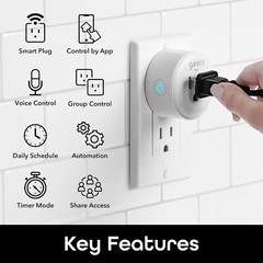 Geeni DOT Smart Wi-Fi Outlet Plug, White, (1 Pack) – No Hub 1 Pack, White