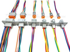 Assembled Flanged Deutsch 2,3,4,6,8,12 Pin,12,14,16 &18 AWG Waterproof connector