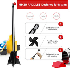 4Pc Resin Mixer Paddles for Drill Epoxy Paint Stirrer Attachment Silicone