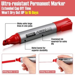 32 PCS Red Jumbo Permanent Markers Bulk Large Chisel Tip Waterproof