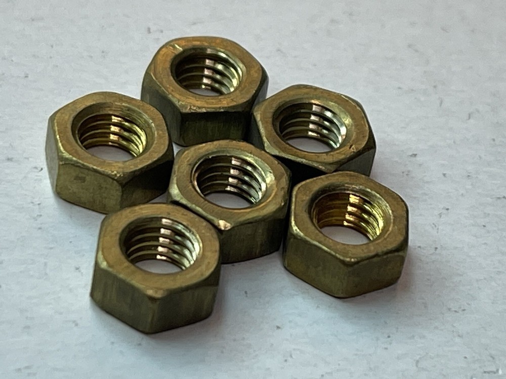 M4-0.70mm Brass Hex Nut Metric Hexagon Nut DIN934 For Screw Qty.6 (24M123)