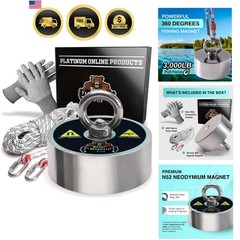 3000lb Complete 360 Degree Magnet Fishing Kit | Includes Strong 360 Neodymium…