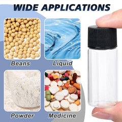 100pcs 10ml Clear Glass Vials, Sample Vials with Screw Caps Small Liquid Bottles