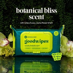 goodwipes Flushable Butt Wipes, Botanical Bliss Scented, 3 Pack, 150 Wipes Total