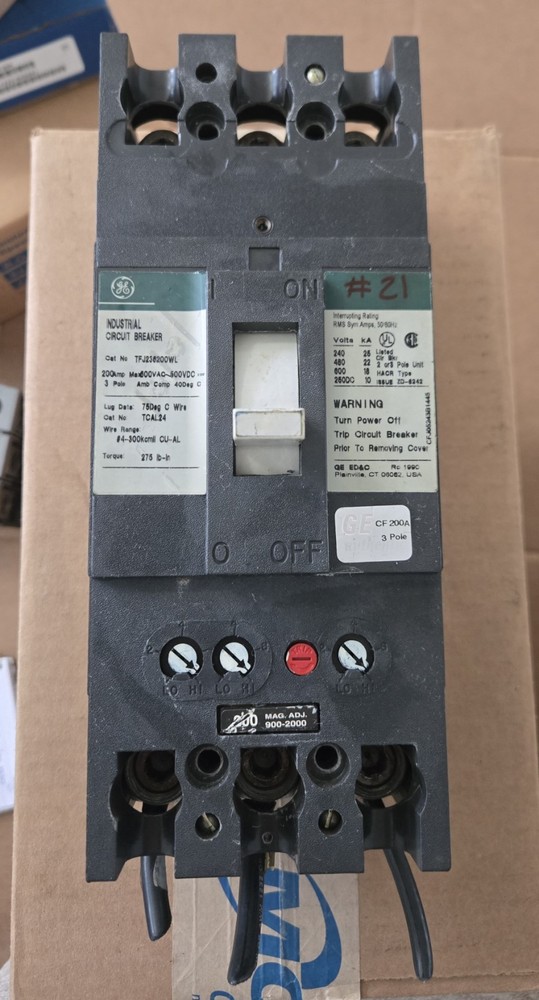 Industrial Circuit Breaker TFJ236200WL-200 Amp 600Vac 500Vdc Used