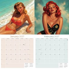 Retro Pin Ups Wall Calendar 2025 FULL SIZE 12×24 Made in USA