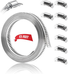 DIY Hose Clamp Kit 12ft Stainless Steel Strap with Fasteners Adjustable Pipe Ban