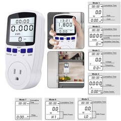 Electricity Usage Monitor Plug Power Watt Voltage Amps Meter Energy Saving 8Mode