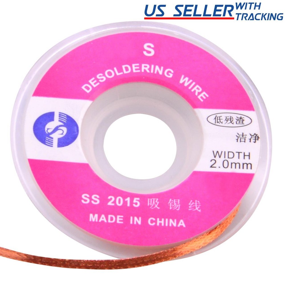 2.0mm Desoldering Braid Solder Remover Pure Copper Wick – Low Residue 1m/3ft