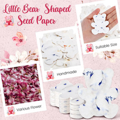 Handmade Plantable Wildflower Seed Paper Tags – 50 Pcs Wedding Favors (Bear)