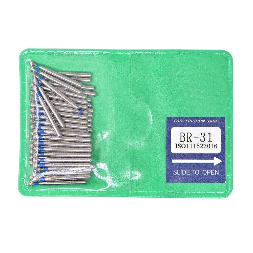 100Pcs Dental Diamond Bur Polishing For High Speed Handpiece Friction Grip 1.6mm
