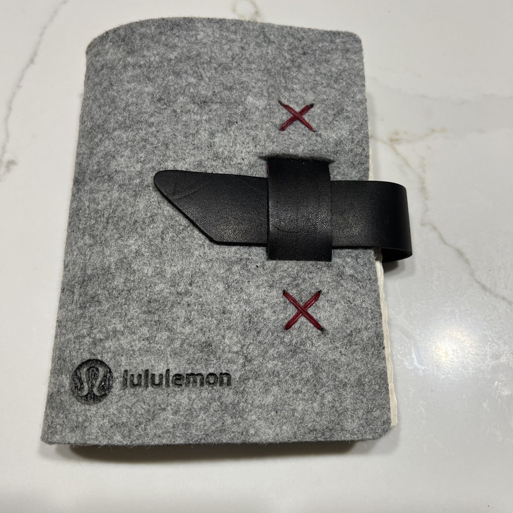 NWOT RARE LULULEMON Gray Felt Black Leather Bound Journal Notebook Promotional