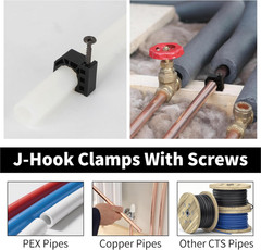 50 Pack 1/2″ Half Clamps J-Hook with Screws, PEX Clips J-Clamp for Tubing Pipe S
