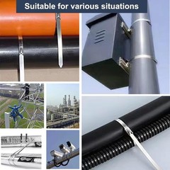 100-Pack Metal Zip Ties 11.8 inch, Heavy Duty 304 Stainless Steel 100pcs