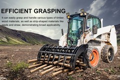 Pre-Sale Heavy-Duty 72” Root Rake Clam Grapple Attachment Fits Skid Steer