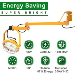 30W LED Dock Lights with Folding Arm 360° Rotatable Lamp Head, IP65, 4200LM UL