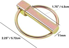 4 PCS Heavy Duty Pin with Ring fo Size: 7/16 Inch / 11 mm x 1-3/4 Inch / 45 mm