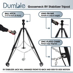 Clearance-Dumble Gooseneck RV Stabilizer Tripod – 7500lb Cap Ball Joint