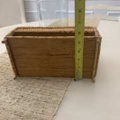 Vintage Burnt Bamboo and Rattan Desk Organizer Wicker